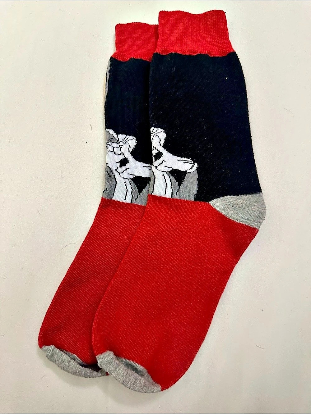 Character Crew Socks Red & Black Like New
